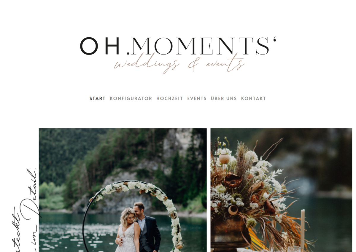 Website Oh.Moments' weddings und events 2020